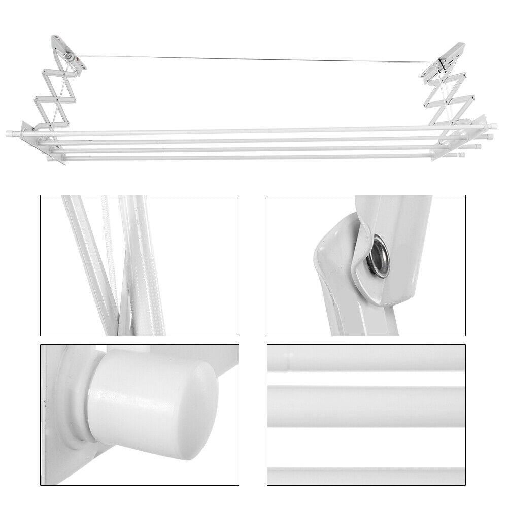 Ceiling Hanging Dryer White Airer Clothes Laundry Drying Space Saver Rack