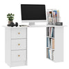 White Simple Computer Desk With Drawers Shelves Furniture For Office And Home
