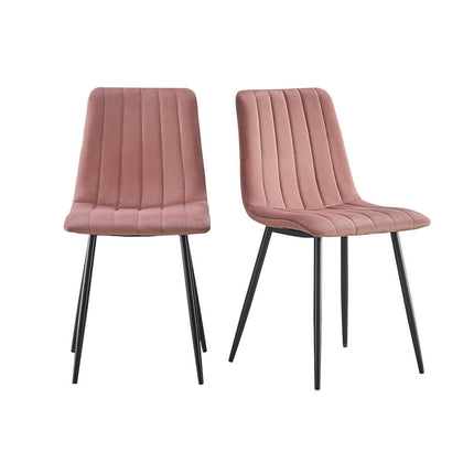 2X Pink Velvet Dining Chairs Metal Legs Office Chairs Dining Room Kitchen Modern