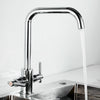 Modern Kitchen Sink Mixer Taps Dual Lever Right Angle Bend Bridge Faucets //