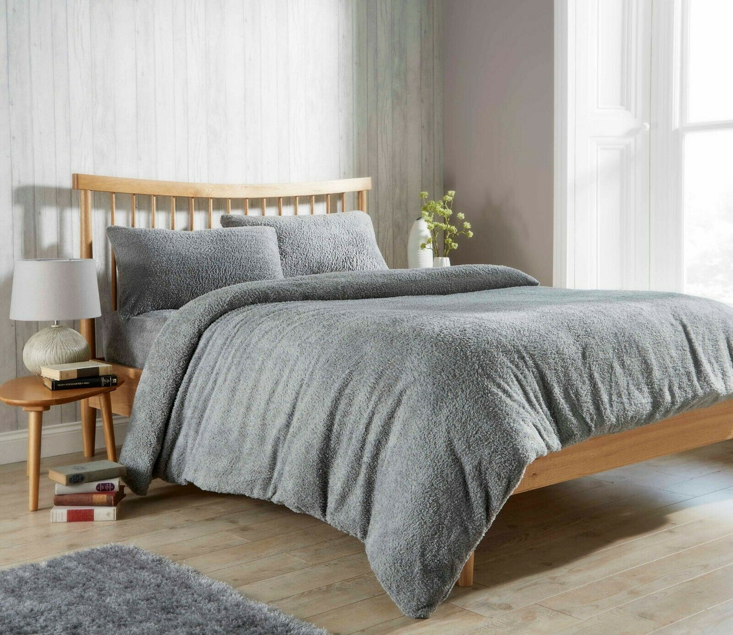 Teddy Bear Fleece Duvet Cover Set,Fitted Sheet, Pillow Case,Soft Warm & Cozy