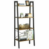 Wooden 4 Tier Ladder Book Shelf Storage Bookcase Display Stand Metal Frame Brown