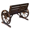 Wooden Cart Wagon Wheel 2 Seater Garden Bench Outdoor Armrest Chair