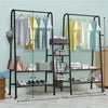 Black Heavy Duty Hanging Clothes Garment Rail Shoe Rack Shelf Hat Stand Large UK