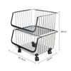 Mobile Kitchen Vegetable Fruit Storage Rack Stackable Metal Wire Basket Holder