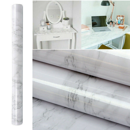 60x500cm PVC Marble Effect Wallpaper Tile Furniture Self Adhesive Sticker Decor