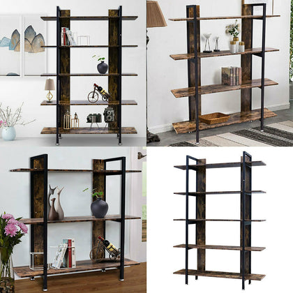 3/4/5 Tier Industrial Shelving Unit Display Stand Book Shelf Wooden Rack Storage
