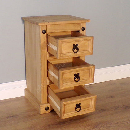 Corona Bedside Cabinet 3 Drawer Table Chest Solid Pine by Mercers Furniture®
