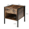 Industrial Wood Cabinet Bedside Table End Side Storage Nightstand Metal Framed