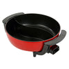Large Red Multi Hot Pot Cooker Pot Electric Frying Pan with Glass Lid Non-Stick