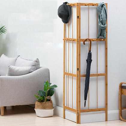 Folding Corner Hall Tree Coat Rack Entryway Storage Hook Stand Hanging Clothes