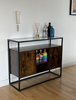 Industrial Style Cupboard Cabinet Tempered Glass Sideboard Rustic Shelf Storage