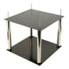 Black 2 Tiers Glass & Stainless Steel Small Display Stand Side Lamp Coffee Table