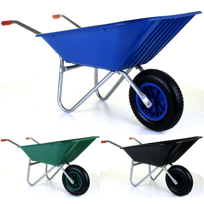 85L Plastic Wheelbarrow Heavy Duty Outdoor Garden Equestrian Inflatable Tyre