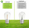 USB& Solar 49FT Waterproof Outdoor String Light LED Bulbs Garden Yard Decor Lamp