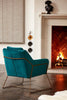 Vintage Danish Armchair Modern Room Seat Velvet Fabric Chair Retro Metal Lounge