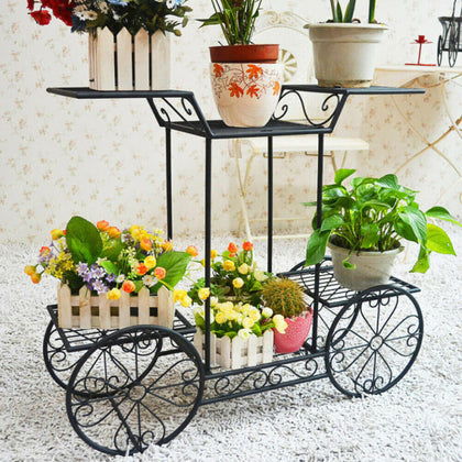 Metal Outdoor Plant Stand Flower Pots Holder Display Shelf Rack Garden Decor