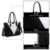 Women Designer V-shape PU Leather Handbag Tote Shoulder Bag Colour Block Pannel