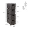 Woodluv 4 Drawer Paper Rope Storage Unit for Bathroom & Bedroom, Grey