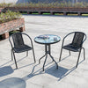 Round Glass Dining Table Outdoor Patio Bistro Set 2/4 Rattan Stacking Chairs