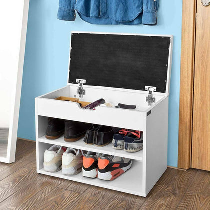 Shoe Cabinet Seat Storage Closet Rack Cupboard Shoes Bench Ottoman White Hallway