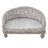 Natural Wicker Pet Bed Handmade Raised Cat Dog Sofa Couch - Cushion Optional