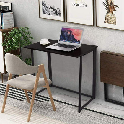 Small Folding Computer Desk Teens' Study Table Notebook Desk Home Office - Black