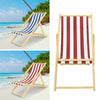 Traditional Stripe Folding Solid Wood Garden Beach Sea Pool Side Chair Deckchair