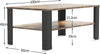 Large Modern Coffee Table with Storage Shelf Vintage 2-Tier Center Table Accent