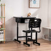 Adjustable Kids Study Students Children Desk and Chairs Table Set Black