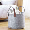 Large Grey Felt Storage Basket Bin w/ Handle Bedroom Closet Clothes Toy Storage