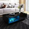 Modern High Gloss Coffee Table With Storage Drawers RGB LED Living Room Wooden