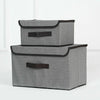 2pcs Foldable Canvas Storage Boxes Set Folding Fabric Clothes Basket with Lid UK