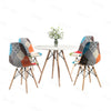 80cm Wood Dining Table & 2/4 Tub Chairs Armchair Patchwork Fabric Office Lounge