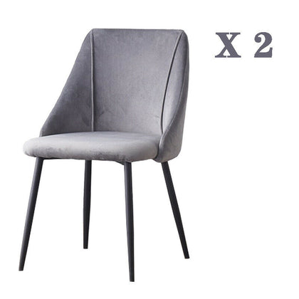 2Pcs Morden Velvet Dining Chairs Living Room Luxury Chairs Counter Chairs Grey