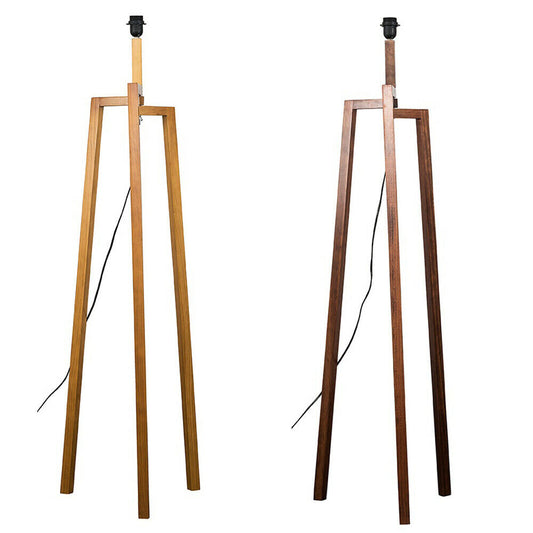 Wooden Tripod Floor Lamp Large Modern Living Room Lamp Light / Dark Wooden Base