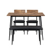 Dining Table and 2 Chairs Bench Set Wooden Metal Dining Room Kitchen Furniture