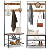 Coat Stand Hallway Shoe Rack Hanger Shelf Footwear Storage Vintage Wooden Black