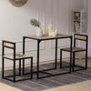 Retro Wooden Dining Table Chairs Set 3pcs Compact Kitchen Furniture Metal Legs