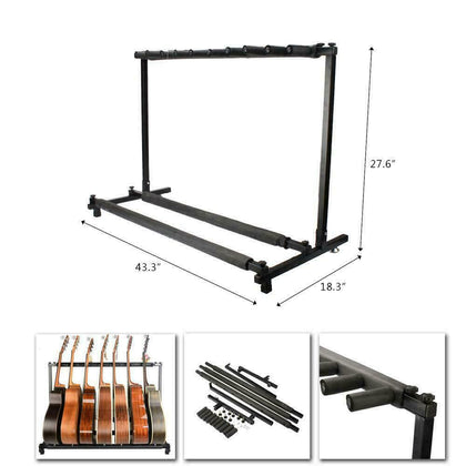 Top Grade 9 Way Multi Guitar Rack Padded Holder Stand Electric Acoustic Bass