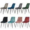 Set of 2 Blue Grey Velvet Dining Chairs Dinning Kitchen Room Metal Leg Padded