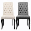 2/4× Buttoned High Back Dining Chairs Linen Fabric Padded Kitchen Dinner Seat