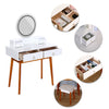 White Dressing Table with Stool Set, LED Makeup Desk Mirror Living Room Bedroom