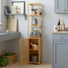 Bathroom Tall Storage Cabinet with 3 Tiers Bamboo Shelving Uint Free Standing