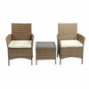 3PCS Outdoor Rattan Garden Furniture Set Coffee Table with 2 Arm chair For Patio