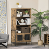 Vintage Industrial Bookcase Cabinet Tall Display Storage Shelving Unit Furniture