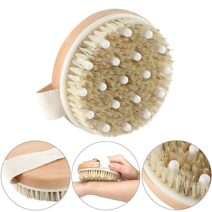 WOODEN BODY BRUSHES WITH MASSAGE NODULES DETOX BATH SHOWER STIMULATES CLEANS