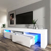 Large 200CM TV Unit High Gloss White Front - RGB LED Lights- TV Stand Cabinet