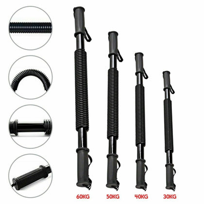 Power Twister Bar Arm Chest Builder Flexible Stretch Spring Gym Exerciser