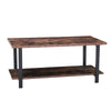2-Tier Wooden Coffee Table Retro Industrial Style Side Desk Living Room Shelf UK